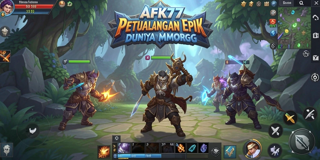 Tampilan gameplay yang memukau di AFK77, memperlihatkan aksi pertarungan yang seru.