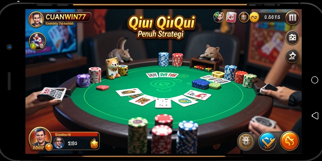 Screenshot utama CUANWIN77 menampilkan gameplay QiuQiu yang menarik.