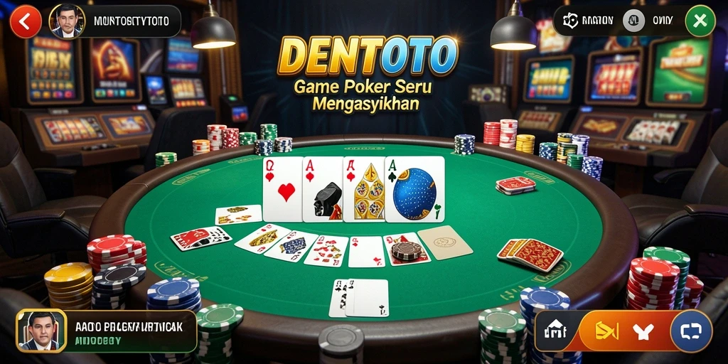 Tampilan gameplay poker yang seru dan interaktif di DENTOTO.